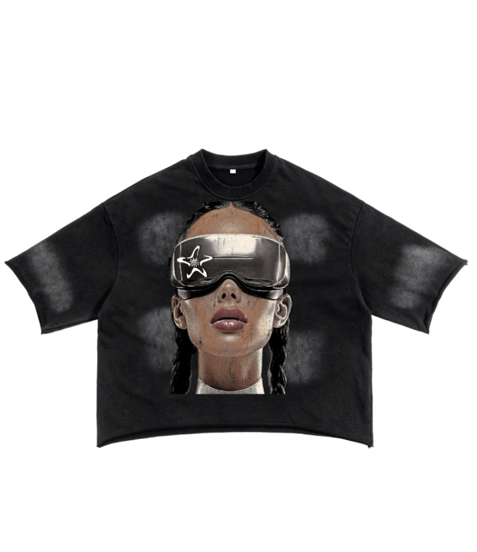 french cut boxy tee - black/white