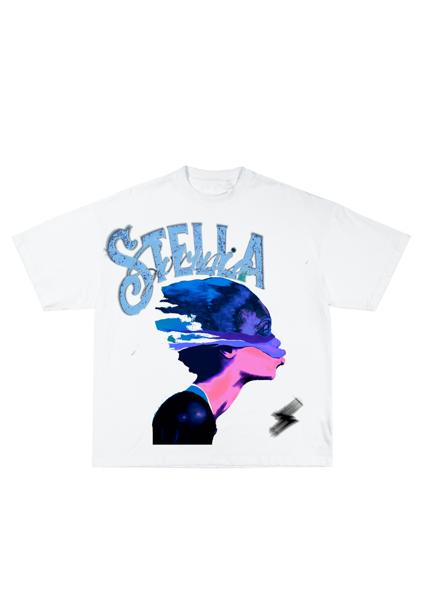 Stella "High Life" Oversized Graphic Tee - Blue/Pink