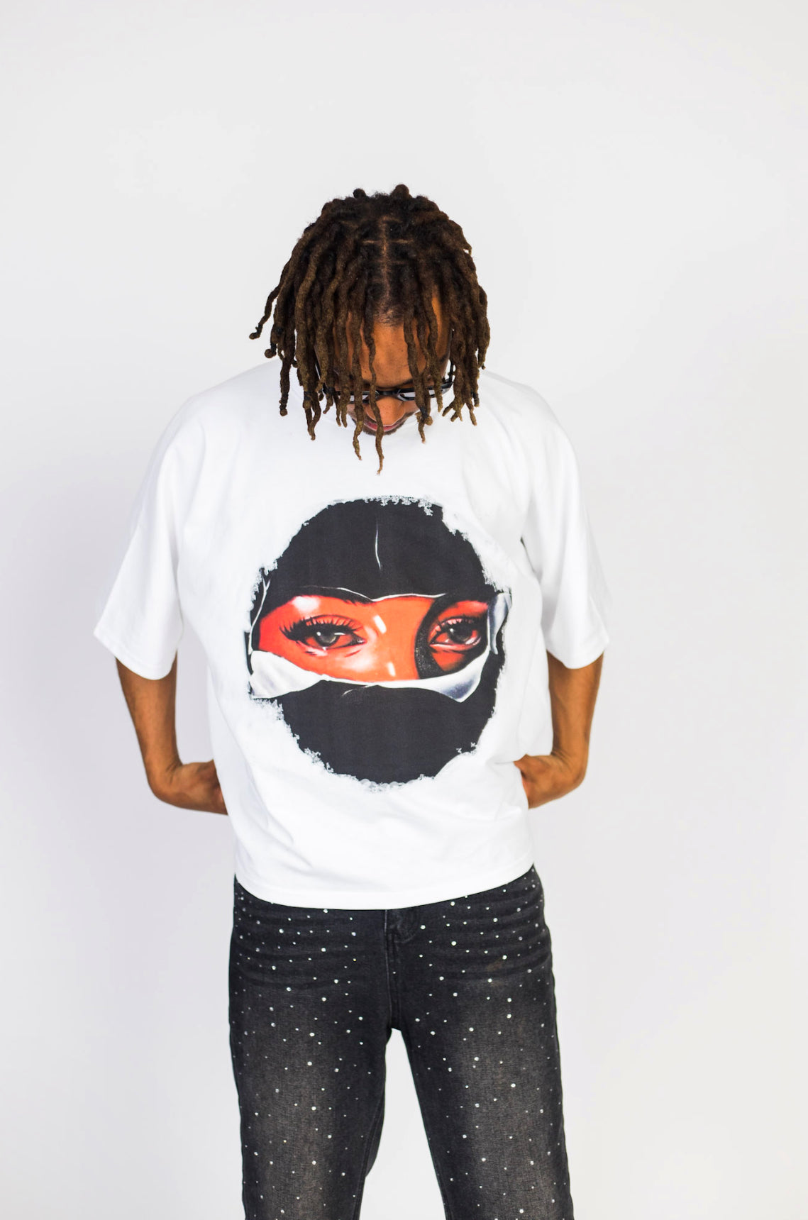 stella boxy graphic tee - white/black