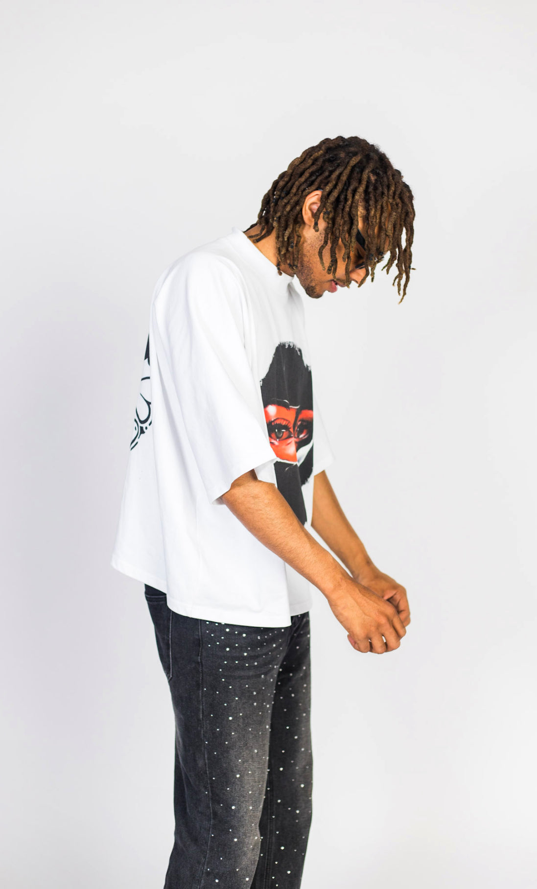 stella boxy graphic tee - white/black